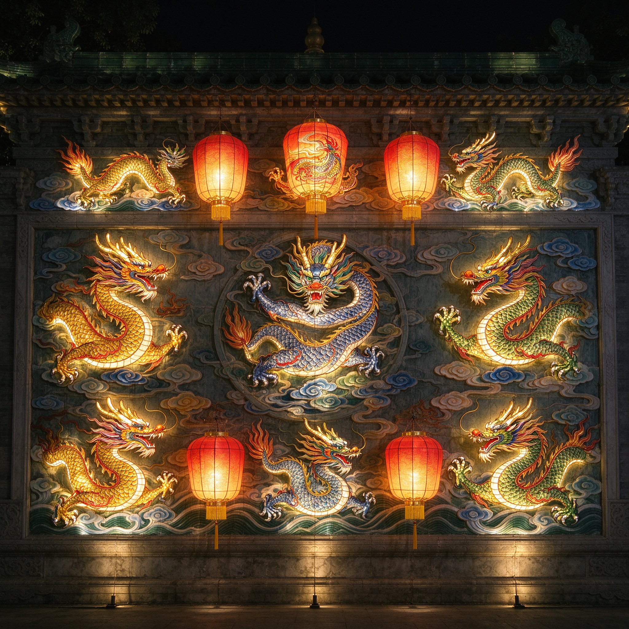 Nine Dragon Wall Lantern — Dragon Lanterns