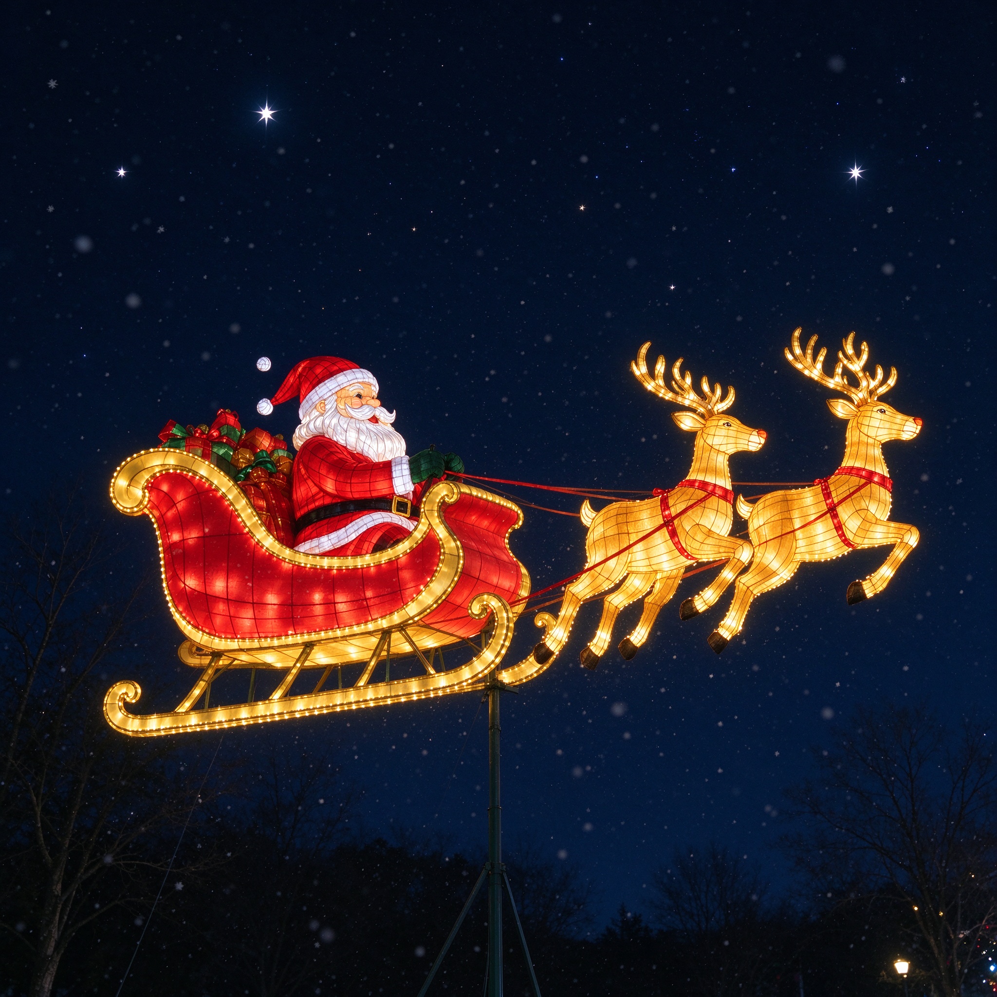 Santa Sleigh Lantern — Christmas Theme