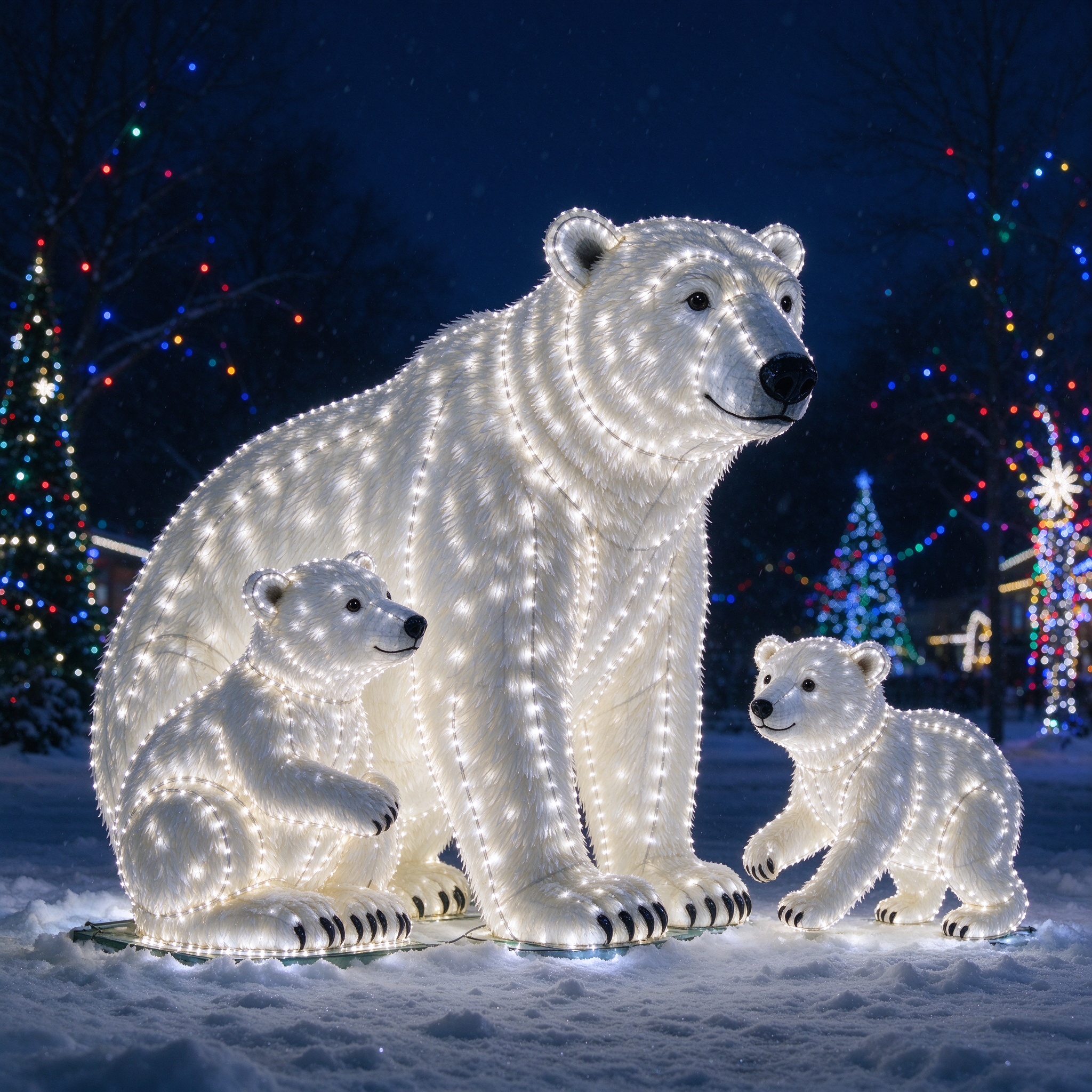 Polar Bear Family Lantern — Christmas Theme